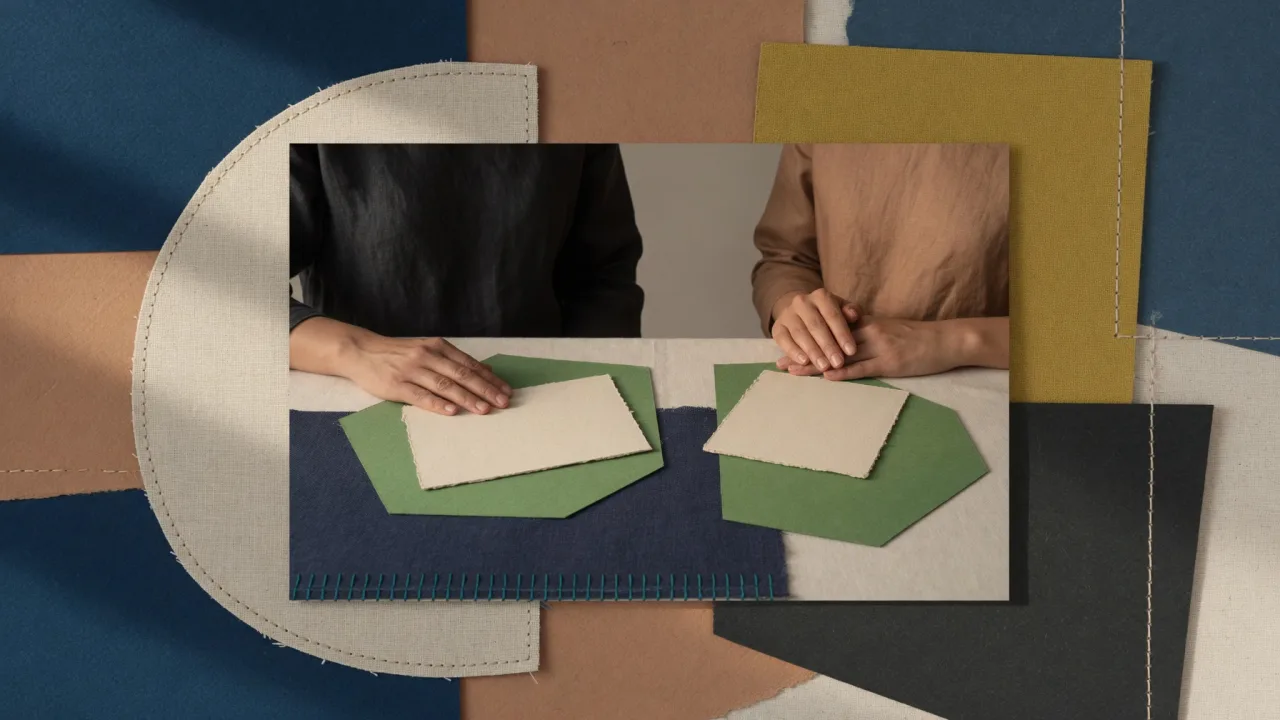 Layered green and blue paper