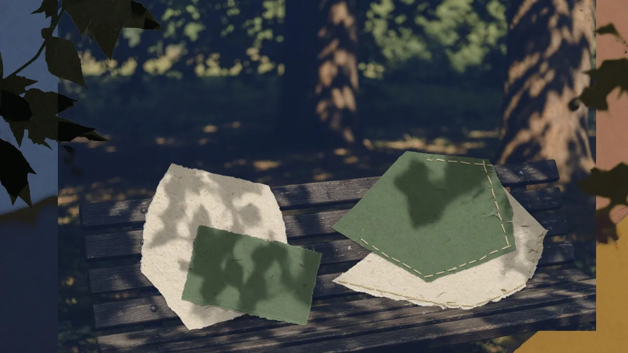 Paper pieces in outdoor light