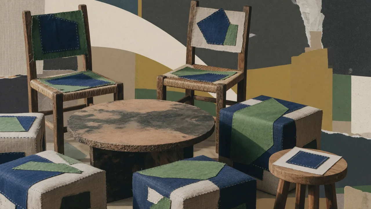A shared table with varied paper forms and seating