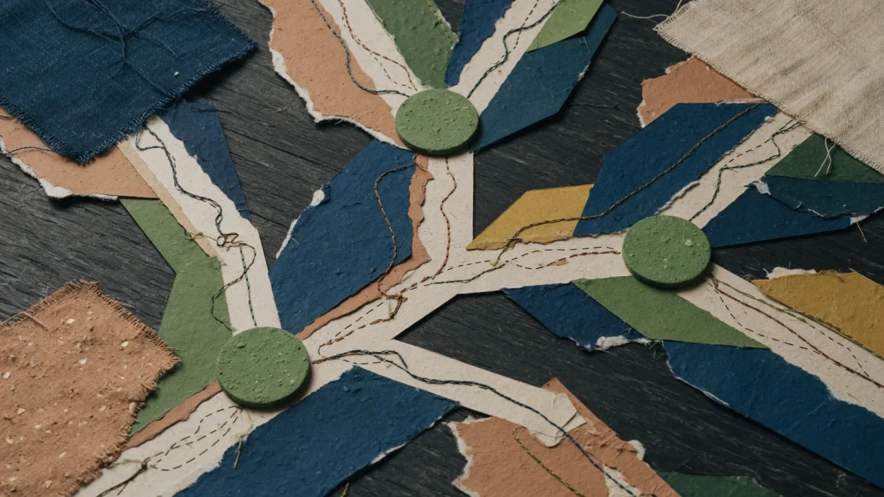 Paper pieces arranged carefully around open space